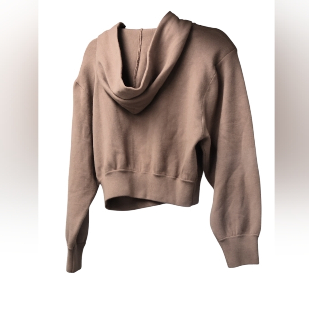 Zara Taupe Cropped Hoodie Oversized Small - Picture 5 of 6